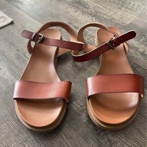 Women’s Brown Leather Ankle-Strap Sandals